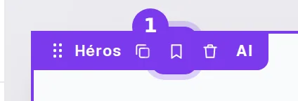 The purple label of a section, with its bookmark button