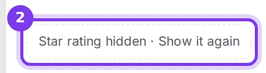 The Star rating hidden · Show it again button of a Classic page