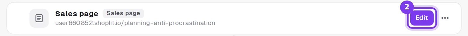 The Sales page step of a funnel, with its Edit button