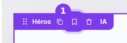 L'étiquette violette d'une section, avec son bouton marque-page