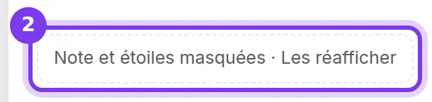 Le bouton Note et étoiles masquées · Les réafficher d'une page Classique